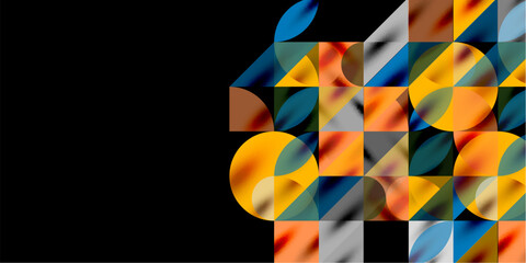 Triangles, round triangles and circles techno art. Vector Illustration For Wallpaper, Banner, Background, Card, Book Illustration, landing page