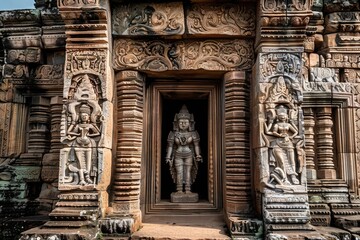 Fototapeta premium Ancient Temple Doorway with Carvings
