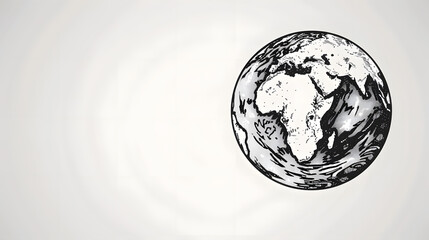Earth Simple Black Line Sketch on White Background