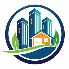 Real estate company logo vector illustration 