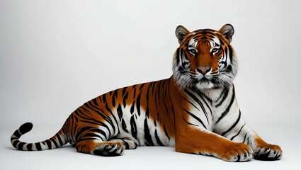 Obraz premium single tiger sitting silhouette in white background