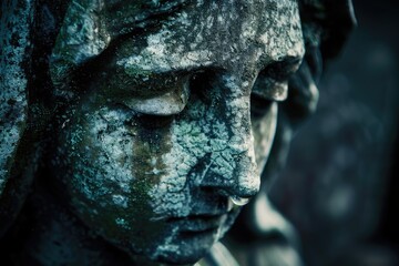 Weathered Statue with Water Drop Tear