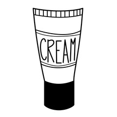 Tube of cream in doodle style. Hand drawn clip art.