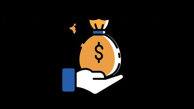 money with hand animation video design, save money icon motion, transparency background