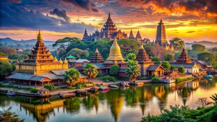 Obraz premium Vibrant colors of ancient temples, exotic markets, and majestic landscapes in stunning travel destinations, showcasing cultural richness and adventure awaiting to be explored.