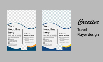 Travel Business flyer design template. Tow color  Vector illustration Design template.