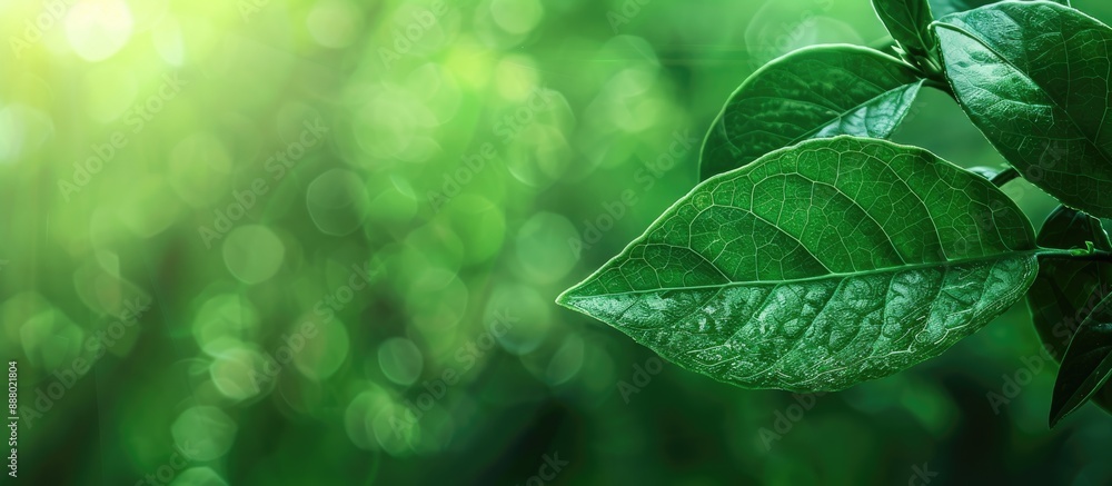Poster blurred green leaf on a green background with copy space image for text ideal for background concept