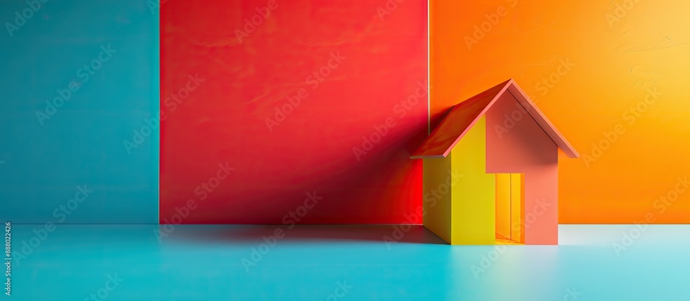 Poster vivid house model with symbolic colors representing a bright concept with room for a copy space imag