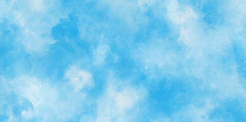 Abstract Watercolor shades blurry and defocused Cloudy Blue Sky Background,shiny and soft sky blue watercolor texture,Background with clouds on blue sky.