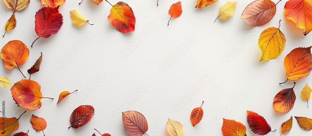 Canvas Prints colorful autumn foliage on white background with copy space image