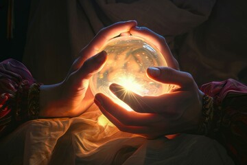 Fototapeta premium Hands Cradling Enchanted Crystal Ball