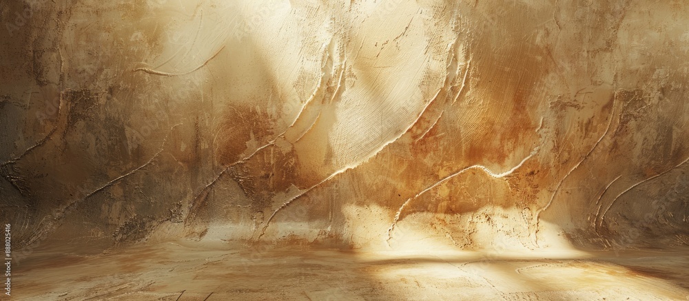 Poster background image with a curved texture in yellow beige stone for a banner ideal for presentations wi