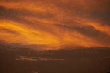 Colorful sunset orange sky during monsoon