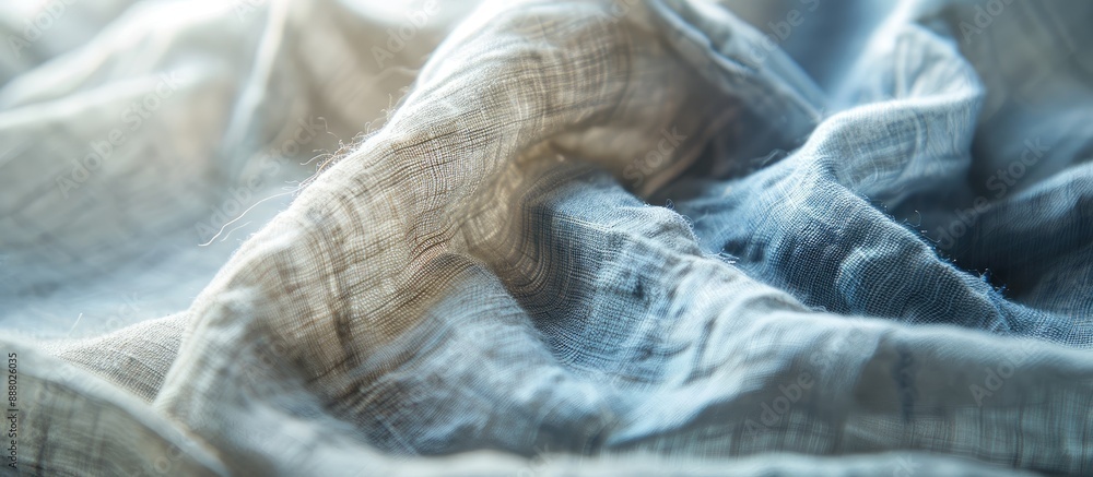 Poster close up shot of a linen shirt with a soft focus allowing for ample copy space in the image