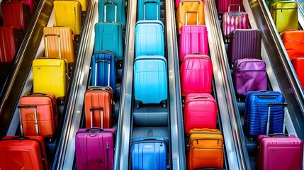 Fototapeta premium Suitcases in airport. Travel concept. 3d rendering