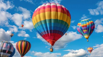 Obraz premium 16071452 170 168. A colorful hot air balloon festival with balloons ascending into the sky --ar 16:9 --personalize qujpd9j Job ID: d58a8215-147e-40b6-976a-c7c853cb5600