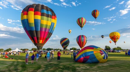 16071452 170 168. A colorful hot air balloon festival with balloons ascending into the sky --ar 16:9 --personalize qujpd9j Job ID: d58a8215-147e-40b6-976a-c7c853cb5600