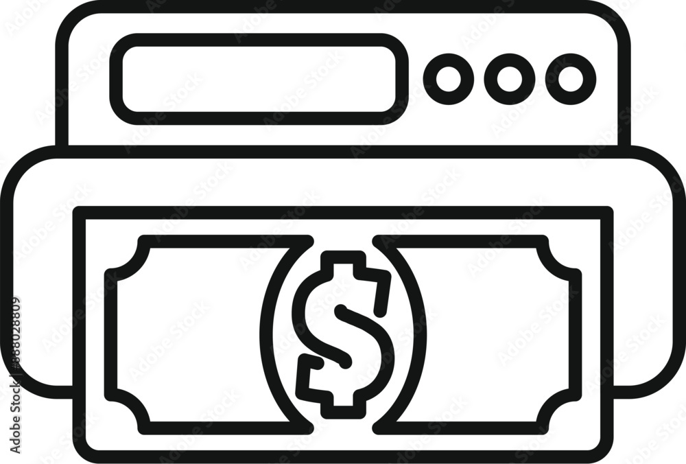 Wall mural Line drawing of an atm dispensing a banknote, representing financial transactions and banking services