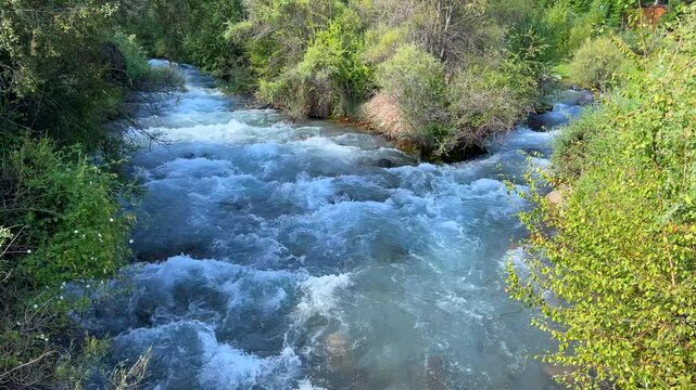 Two rivers merge into one in Shymkent, Sairam su