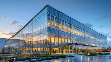 Fototapeta premium Modern art museum with innovative architecture, glass walls, and open exhibition spaces, showcasing contemporary design