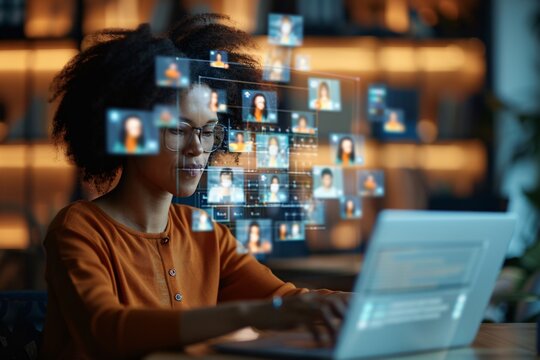 Modern Remote Workspace with AI Collaboration Tools on Laptop for Efficient Work Environment