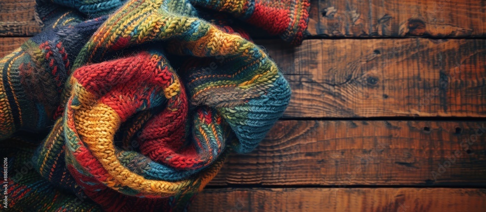 Poster knitted plaid creating a cozy backdrop with copy space image