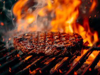 Filete a la parrilla al fuego.