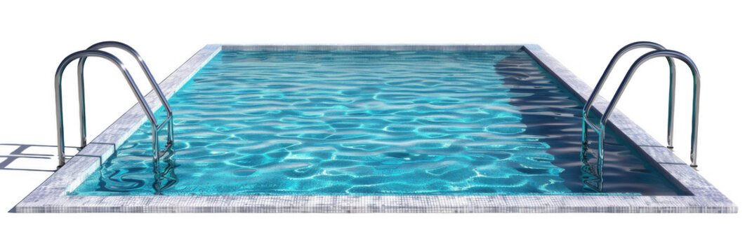 Rectangular Swimming Pool with Metal Ladder