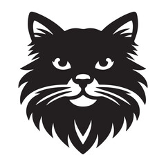A cat head silhouette vector art illustration