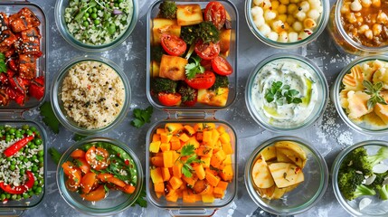 Healthy Meal Prep Containers With Various Dishes for a Week 