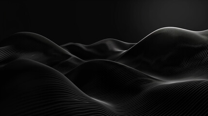 Obraz premium Abstract black background poster with dynamic waves. technology network background or wallpaper