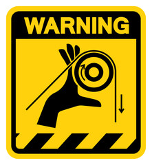 Hand Entanglement Rollers Warning Sign, Vector Illustration, Isolate On White Background Label .EPS10