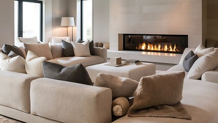 Sofa in neutral living room