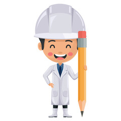 Quality control supervisor carrying a pencil symbolizing the importance of design, planning and documentation in the food industry. Food industry engineer. Safety in food production and processing