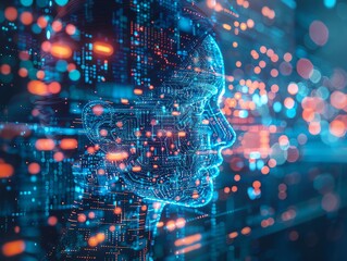 Fototapeta premium Modern data management with AI algorithms, real-time processing, and advanced analytics, showcasing information technology