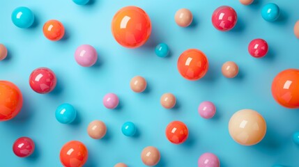 Colorful balls on blue background