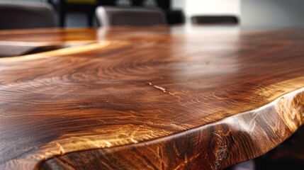 Closeup of Live Edge Wooden Table Top.