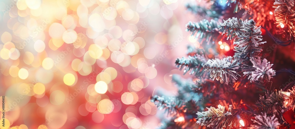 Poster an eye catching christmas tree against a bright backdrop with ample copy space image and a delightfu