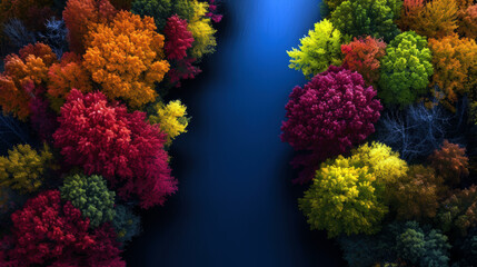 A beautiful forest with a river running through it