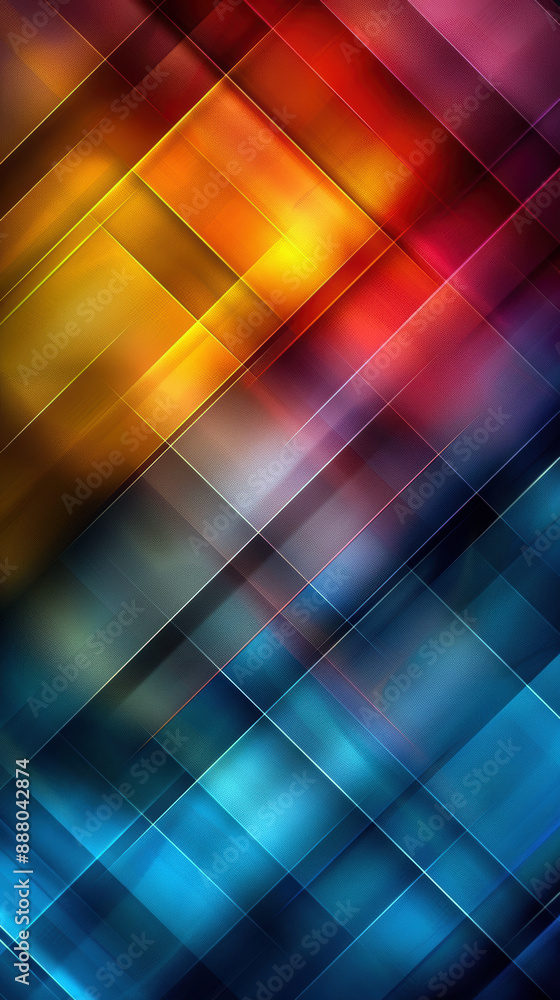 Poster a colorful abstract design with blue, red, and yellow squares. the design is made up of many small s