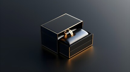 Elegant ring box with customizable lid for jewelry packaging, product mockup