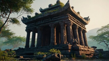 Fototapeta premium Abstract temple around nature for gaming background 