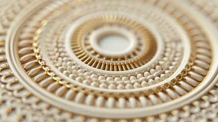 Fototapeta premium Intricate concentric patterns in gold, showcasing delicate craftsmanship and elegant design, perfect for backgrounds and artistic projects.