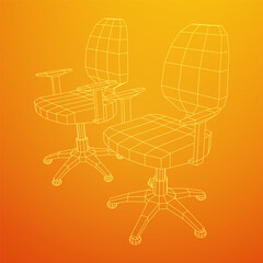 Office chair. Furniture for office Interior. Wireframe low poly mesh vector illustration.