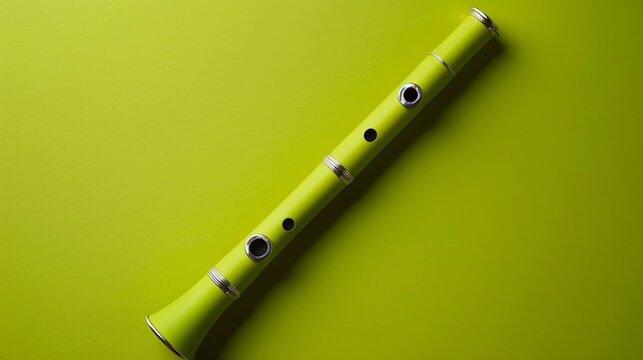A shehnai displayed against a solid lemon background