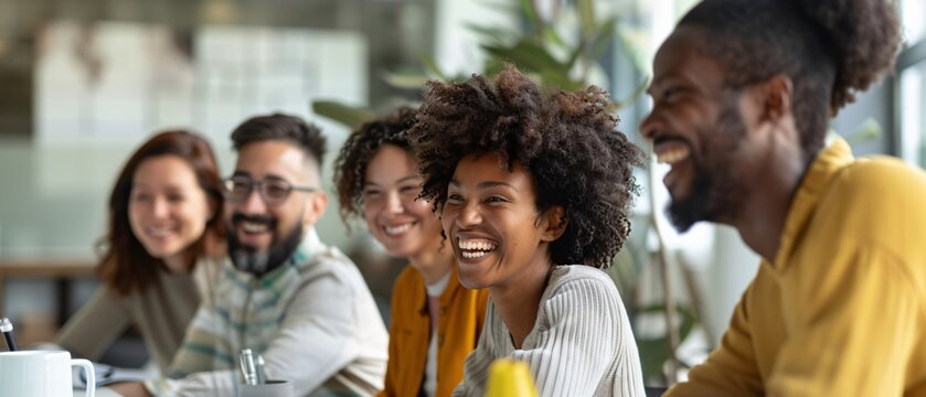 Diverse Business Professionals Strategizing Fintech in Contemporary Meeting Room