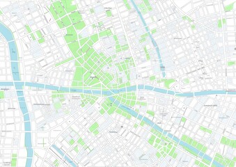 Obraz premium City Layout with River and Parks