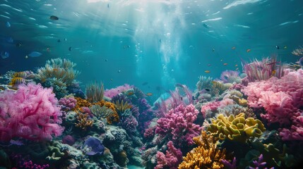 Fototapeta premium Serene underwater landscape with thriving coral garden