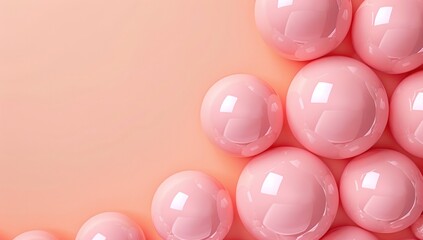Pink Spheres on Coral Background