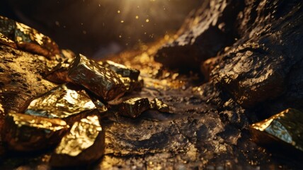 Abstract gold mine for gaming background 